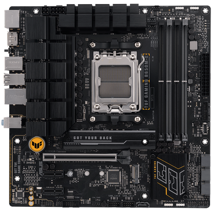 ASUS TUF GAMING B650M-E AM5 mATX gaming MB - AMD B650 4xDIMM DDR5 2xM.2 4xSATA PCIe 5.0 2.5Gb Ethernet 2xDisplayPort 1xHDMI with Aura Sync support