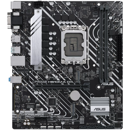 ASUS PRIME H610M-A D4-CSM LGA1700 mATX MB - Intel H610 2xDIMM DDR4 2xM.2 4xSATA PCIe 4.0 1Gb Ethernet 1xD-SUB 1xDisplayPort 1xHDMI with Addressable Gen 2 headers and Aura Sync