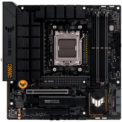 ASUS TUF GAMING B650M-PLUS WIFI AM5 mATX gaming MB - AMD B650 4xDIMM DDR5 2xM.2 4xSATA PCIe 4.0 2.5Gb Ethernet WiFi 6 + Bluetooth 1xDisplayPort 1xHDMI with Aura Sync support
