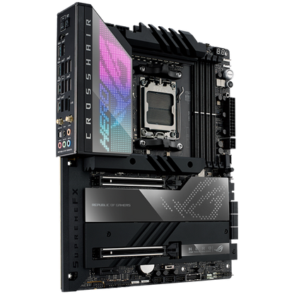 ASUS ROG CROSSHAIR X670E HERO AM5 ATX gaming MB - AMD X670 4xDIMM DDR5 5xM.2 6xSATA PCIe 5.0 2.5Gb Ethernet WiFi 6E + Bluetooth 1xHDMI 2x USB4 ports (USB Type-C) with Aura Sync support