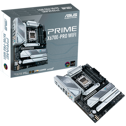 ASUS PRIME X670E-PRO WIFI AM5 ATX MB - AMD X670 4xDIMM DDR5 4xM.2 4xSATA PCIe 5.0 2.5Gb Ethernet WiFi 6E + Bluetooth 1xDisplayPort 1x HDMI with Aura Sync support