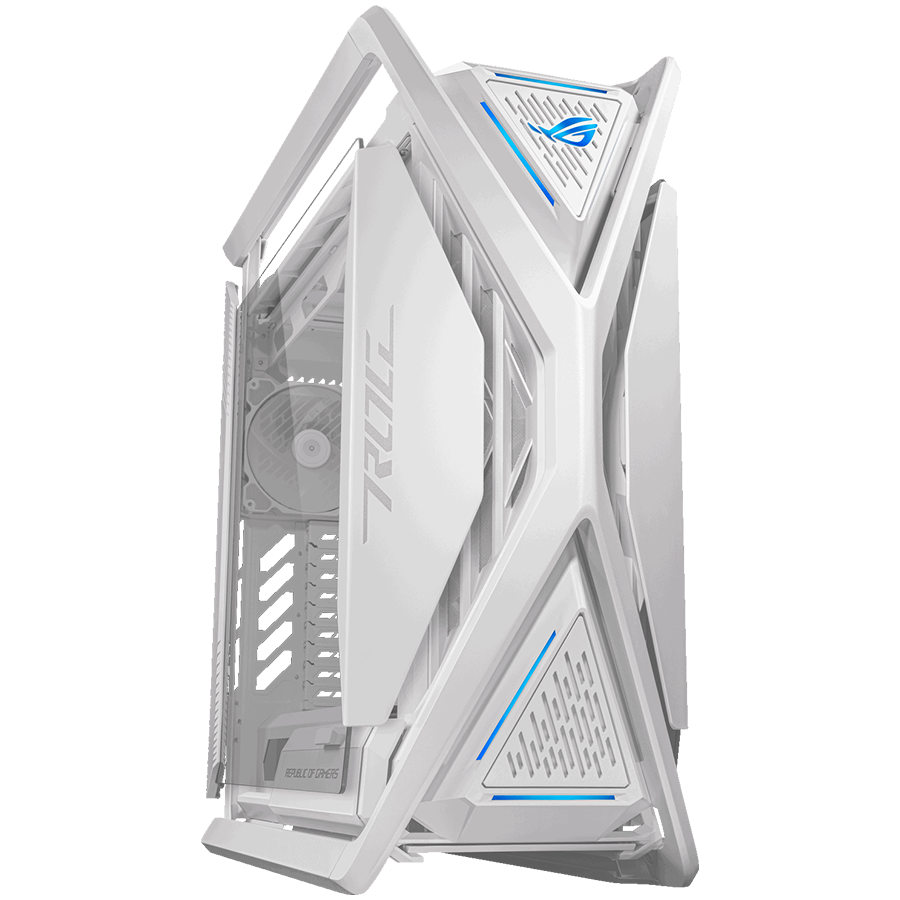 ASUS ROG Hyperion GR701 E-ATX Gaming case White, 420 mm dual radiator support, four 140 mm fans, metal GPU holder, component storage, ARGB fan hub, Aura Sync, Dual USB Type-C ports, 60W fast charging - product photo