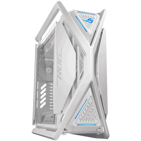 ASUS ROG Hyperion GR701 E-ATX Gaming case White, 420 mm dual radiator support, four 140 mm fans, metal GPU holder, component storage, ARGB fan hub, Aura Sync, Dual USB Type-C ports, 60W fast charging