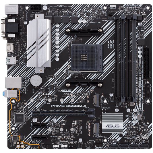 ASUS PRIME B550M-A/CSM AM4 mATX MB - AMD B550 4xDIMM DDR4 2xM.2 4xSATA PCIe 4.0 1Gb Ethernet 1xD-SUB 1xDVI-D 1xHDMI with Aura Sync RGB headers support