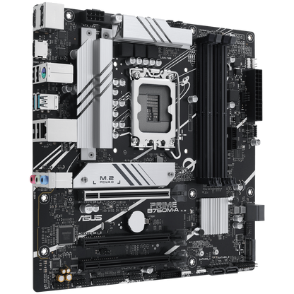 ASUS PRIME B760M-A-CSM LGA1700 mATX MB - Intel B760 4xDIMM DDR5 2xM.2 4xSATA PCIe 4.0 2.5Gb Ethernet 1xDisplayPort 2xHDMI with Aura Sync support