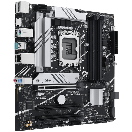 ASUS PRIME B760M-A-CSM LGA1700 mATX MB - Intel B760 4xDIMM DDR5 2xM.2 4xSATA PCIe 4.0 2.5Gb Ethernet 1xDisplayPort 2xHDMI with Aura Sync support