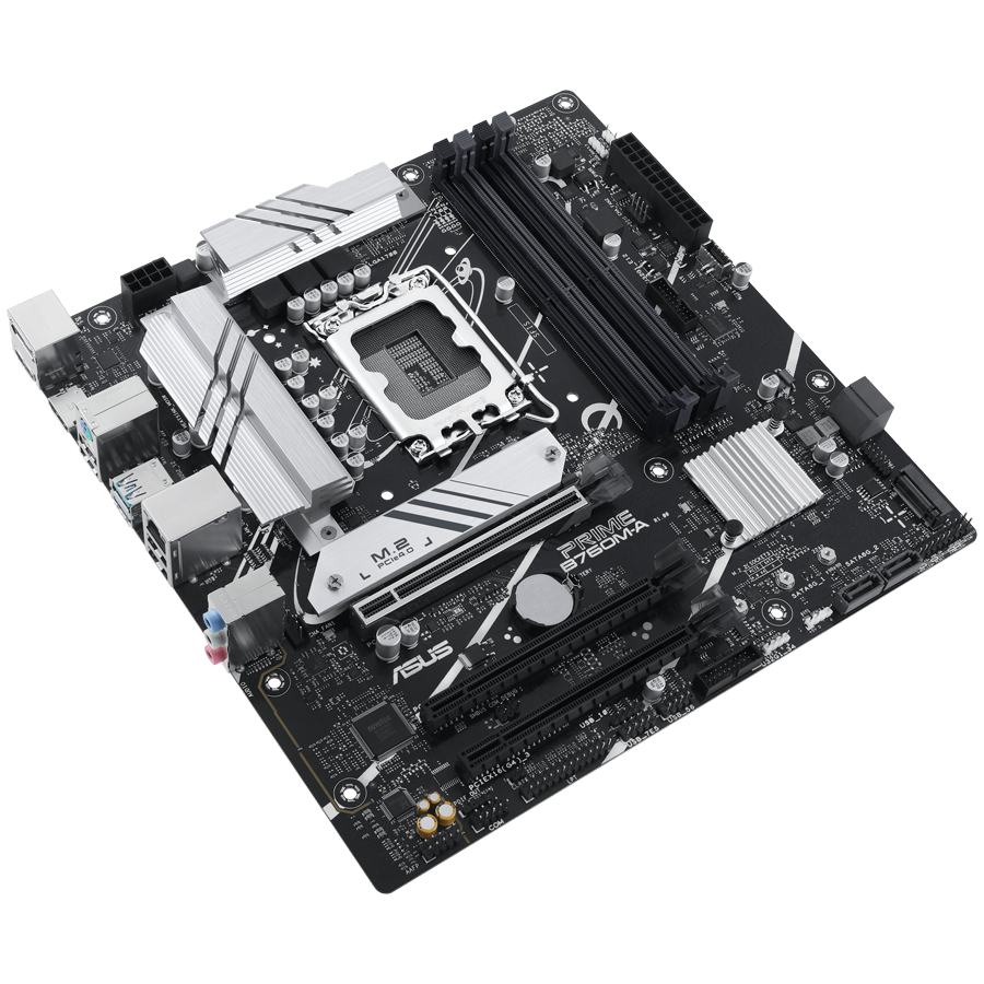 ASUS PRIME B760M-A-CSM LGA1700 mATX MB - Intel B760 4xDIMM DDR5 2xM.2 4xSATA PCIe 4.0 2.5Gb Ethernet 1xDisplayPort 2xHDMI with Aura Sync support