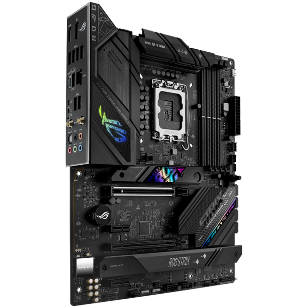 ASUS ROG STRIX B760-F GAMING WIFI LGA1700 ATX gaming MB - Intel B760 4xDIMM DDR5 3xM.2 4xSATA PCIe 5.0 2.5Gb Ethernet WiFi 6E + Bluetooth 1xDisplayPort 1xHDMI with Aura Sync support