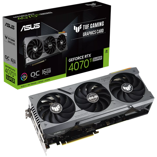 ASUS Video Card NVidia TUF Gaming GeForce RTX 4070 Ti SUPER OC Edition 16GB GDDR6X VGA with DLSS 3, lower temps, and enhanced durability, PCIe 4.0, 2xHDMI 2.1a, 3xDisplayPort 1.4a