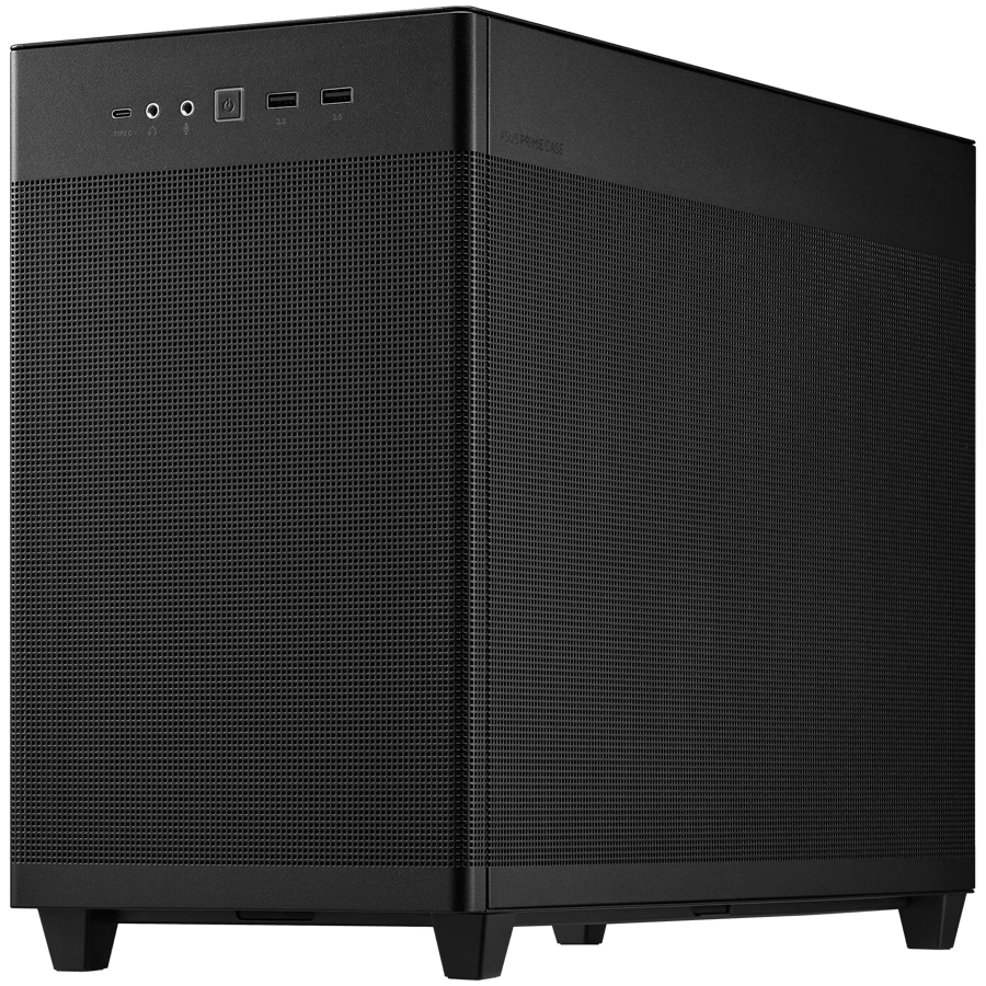 ASUS Prime AP201 Tempered Glass MicroATX Case Black - stylish 33-liter MicroATX case with tool-free side panels, with support for 360 mm coolers, graphics cards up to 338 mm long, and standard ATX PSUs