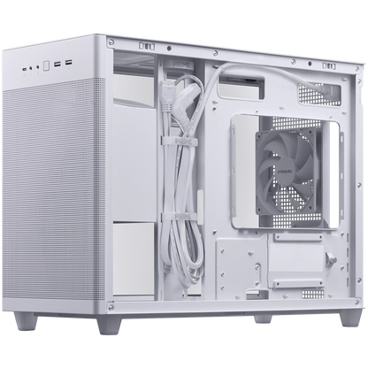 ASUS Prime AP201 Tempered Glass MicroATX Case White - stylish 33-liter MicroATX case with tool-free side panels, with support for 360 mm coolers, graphics cards up to 338 mm long, and standard ATX PSUs