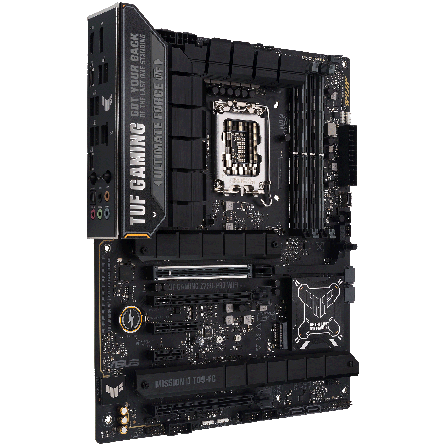 ASUS TUF GAMING Z790-PRO WIFI LGA1700 ATX gaming MB - Intel Z790 4xDIMM DDR5 4xM.2 4xSATA PCIe 5.0 2.5Gb Ethernet WiFi 6E + Bluetooth 1xDisplayPort 1xHDMI with Aura Sync support