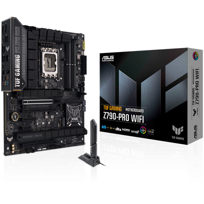 ASUS TUF GAMING Z790-PRO WIFI LGA1700 ATX gaming MB - Intel Z790 4xDIMM DDR5 4xM.2 4xSATA PCIe 5.0 2.5Gb Ethernet WiFi 6E + Bluetooth 1xDisplayPort 1xHDMI with Aura Sync support