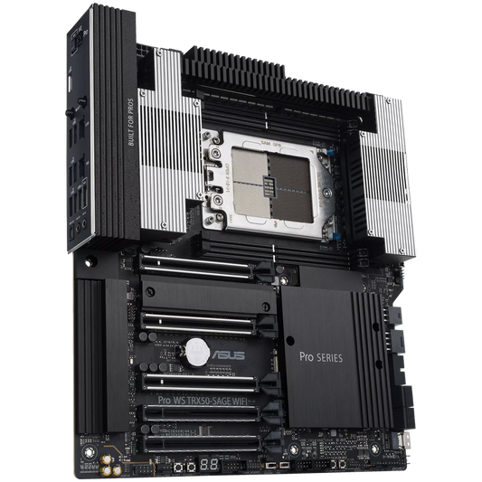 ASUS PRO WS TRX50-SAGE WIFI sTR5 CEB workstation MB - AMD TRX50 4xDIMM DDR5 ECC 3xM.2 4xSATA 1xSlimSAS PCIe 5.0 10Gb + 2.5Gb Ethernet WiFi 7 + Bluetooth with multi-GPU support