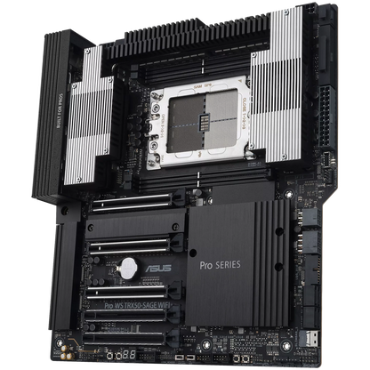 ASUS PRO WS TRX50-SAGE WIFI sTR5 CEB workstation MB - AMD TRX50 4xDIMM DDR5 ECC 3xM.2 4xSATA 1xSlimSAS PCIe 5.0 10Gb + 2.5Gb Ethernet WiFi 7 + Bluetooth with multi-GPU support