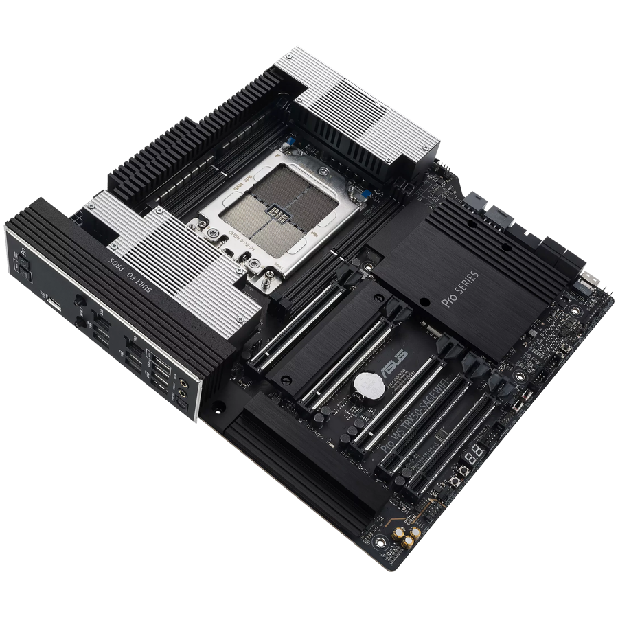 ASUS PRO WS TRX50-SAGE WIFI sTR5 CEB workstation MB - AMD TRX50 4xDIMM DDR5 ECC 3xM.2 4xSATA 1xSlimSAS PCIe 5.0 10Gb + 2.5Gb Ethernet WiFi 7 + Bluetooth with multi-GPU support