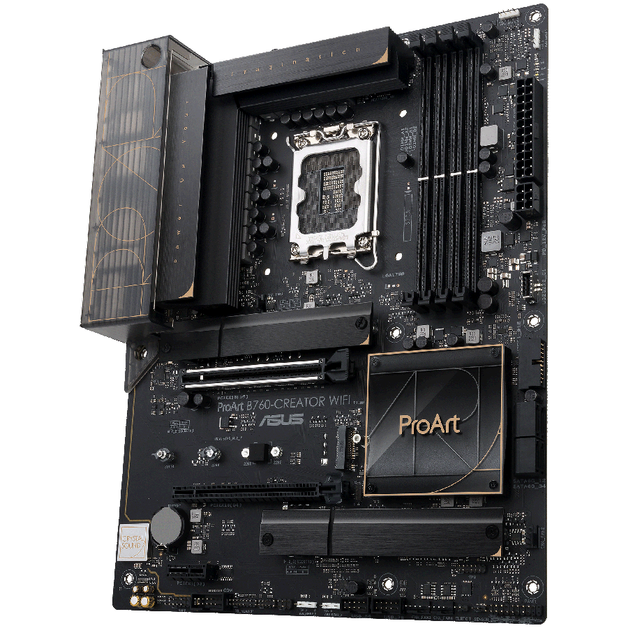 ASUS PROART B760-CREATOR WIFI LGA1700 ATX professional MB - Intel B760 4xDIMM DDR5 3xM.2 4xSATA PCIe 5.0 2.5Gb + 1Gb Ethernet WiFi 6 + Bluetooth 1xDisplayPort 1xHDMI with Aura Sync support