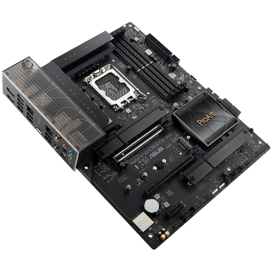 ASUS PROART B760-CREATOR WIFI LGA1700 ATX professional MB - Intel B760 4xDIMM DDR5 3xM.2 4xSATA PCIe 5.0 2.5Gb + 1Gb Ethernet WiFi 6 + Bluetooth 1xDisplayPort 1xHDMI with Aura Sync support