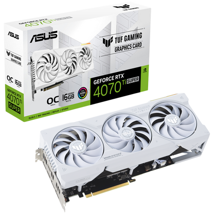 ASUS Video Card NVidia TUF Gaming GeForce RTX 4070 Ti SUPER White OC Edition 16GB GDDR6X VGA with DLSS 3, lower temps, and enhanced durability, PCIe 4.0, 2xHDMI 2.1a, 3xDisplayPort 1.4a