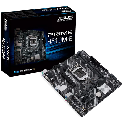 ASUS PRIME H510M-E LGA1200 mATX MB - Intel H510 2xDIMM DDR4 1xM.2 4xSATA PCIe 4.0 1Gb Ethernet 1xD-SUB 1xDisplayPort 1xHDMI with COM and RGB header
