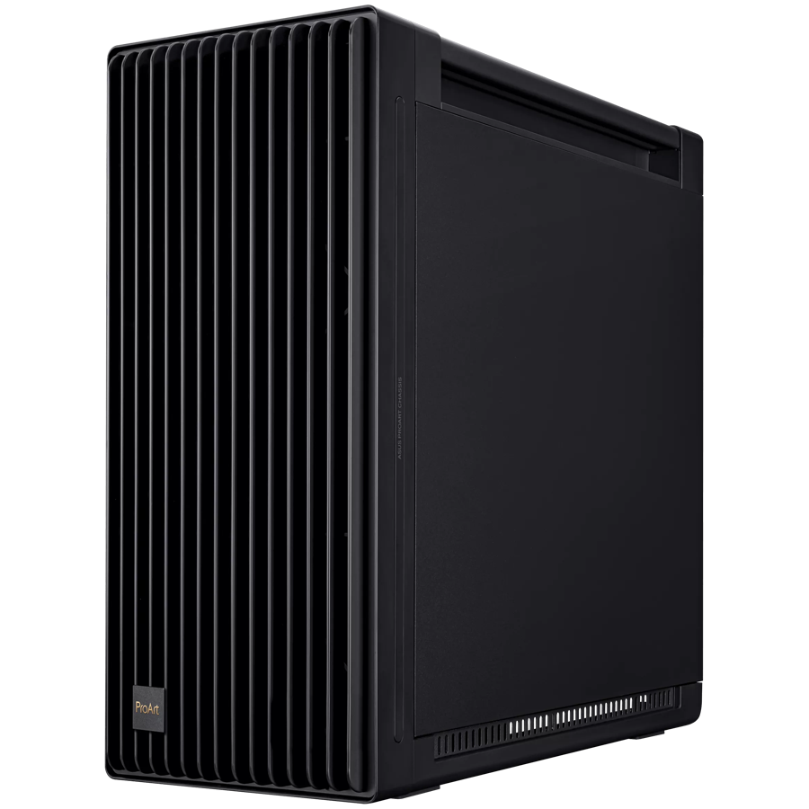 ASUS ProArt PA602 E-ATX Computer case, 420 mm radiator support, one 140 mm and two 200mm pre-installed system fans, front panel IR dust indicator, power lock latch, tool-less PCIe mounting, USB 20Gbps support
