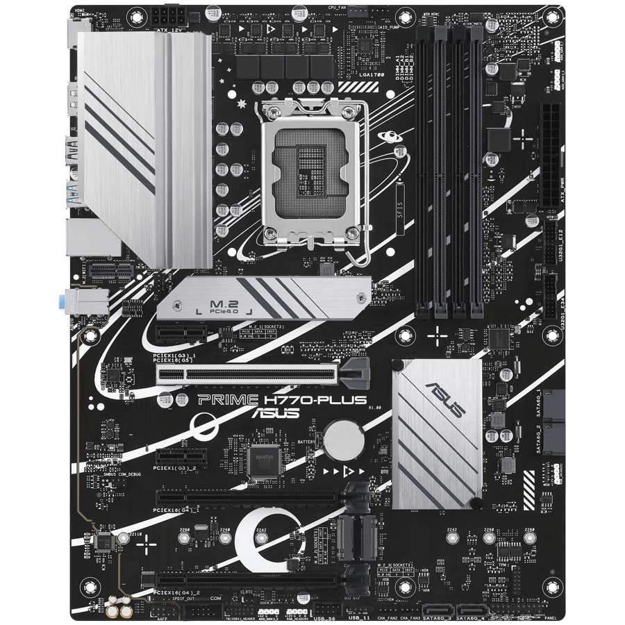 ASUS PRIME H770-PLUS LGA1700 ATX MB - Intel H770 4xDIMM DDR5 3xM.2 4xSATA PCIe 5.0 2.5Gb Ethernet 1xDisplayPort 1xHDMI with Aura Sync support