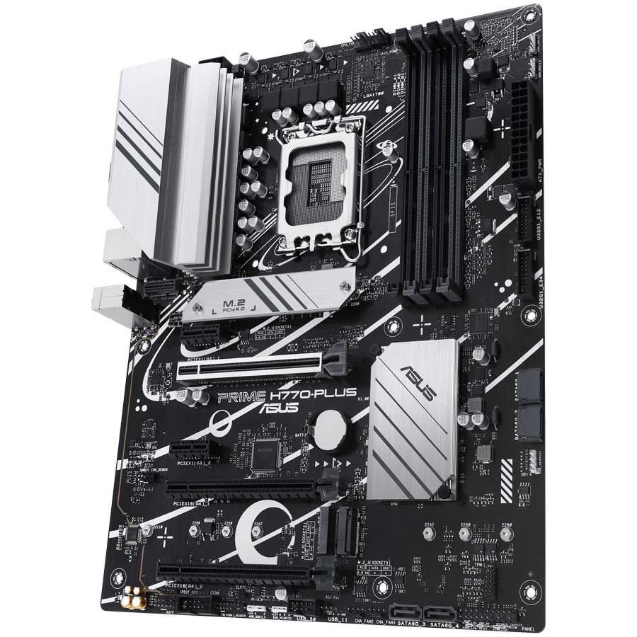 ASUS PRIME H770-PLUS LGA1700 ATX MB - Intel H770 4xDIMM DDR5 3xM.2 4xSATA PCIe 5.0 2.5Gb Ethernet 1xDisplayPort 1xHDMI with Aura Sync support