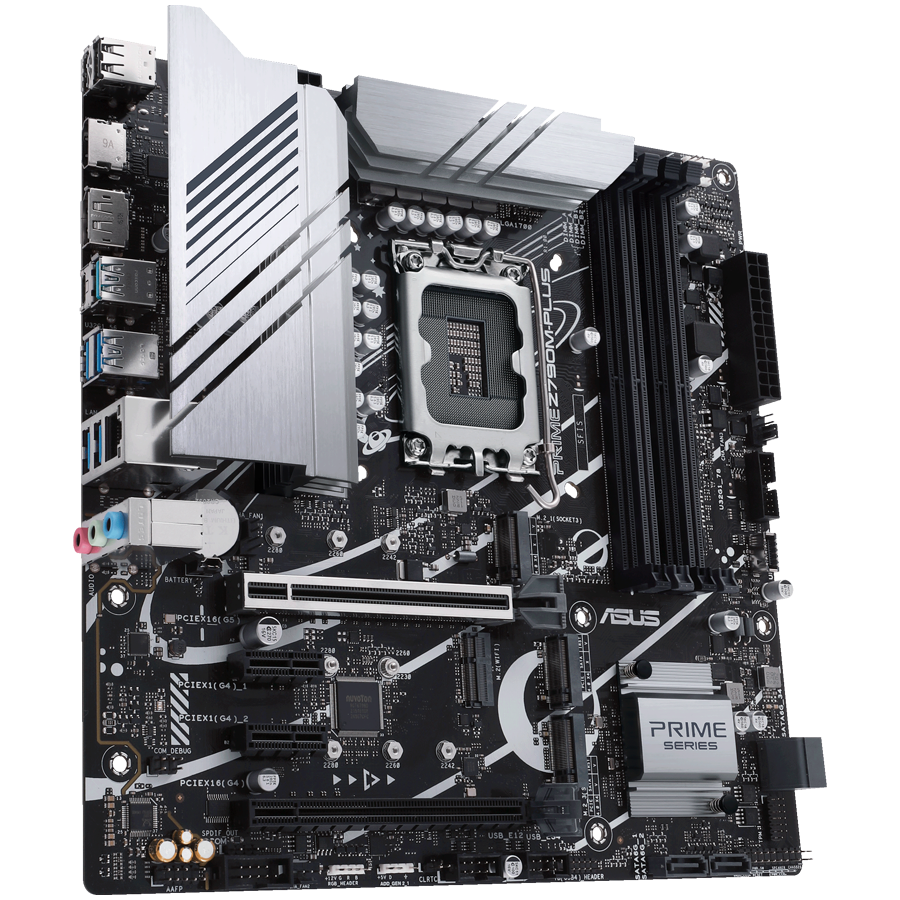ASUS PRIME Z790M-PLUS LGA1700 mATX MB - Intel Z790 4xDIMM DDR5 3xM.2 4xSATA PCIe 5.0 1Gb Ethernet 1xDisplayPort 1xHDMI with Aura Sync support