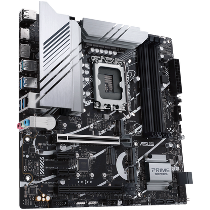 ASUS PRIME Z790M-PLUS LGA1700 mATX MB - Intel Z790 4xDIMM DDR5 3xM.2 4xSATA PCIe 5.0 1Gb Ethernet 1xDisplayPort 1xHDMI with Aura Sync support