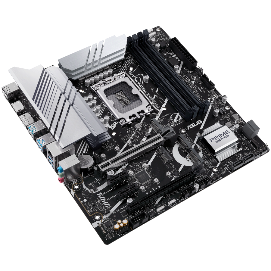 ASUS PRIME Z790M-PLUS LGA1700 mATX MB - Intel Z790 4xDIMM DDR5 3xM.2 4xSATA PCIe 5.0 1Gb Ethernet 1xDisplayPort 1xHDMI with Aura Sync support