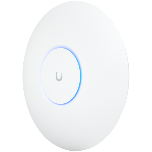 UBIQUITI U6 Pro; WiFi 6; 6 spatial streams; 140 m² (1,500 ft²) coverage; 350+ connected devices; Powered using PoE; GbE uplink.