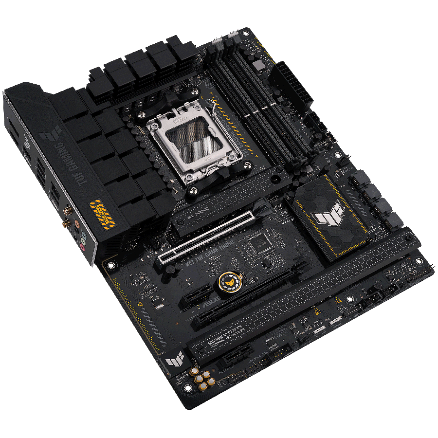 ASUS TUF GAMING B650-PLUS WIFI AM5 ATX gaming MB - AMD B650 4xDIMM DDR5 3xM.2 4xSATA PCIe 4.0 2.5Gb Ethernet WiFi 6 + Bluetooth 1xDisplayPort 1xHDMI with Aura Sync support