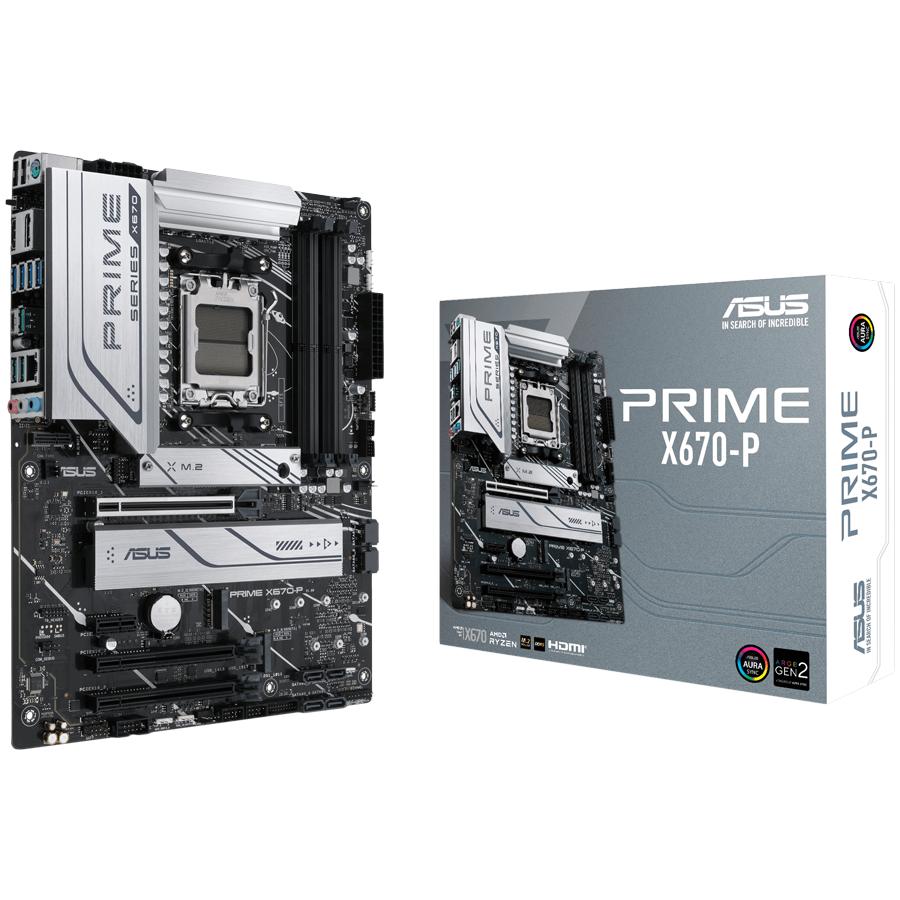 ASUS PRIME X670-P AM5 ATX MB - AMD X670 4xDIMM DDR5 3xM.2 6xSATA PCIe 5.0 2.5Gb Ethernet 1xDisplayPort 1xHDMI with Aura Sync support