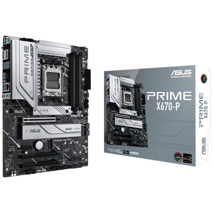 ASUS PRIME X670-P AM5 ATX MB - AMD X670 4xDIMM DDR5 3xM.2 6xSATA PCIe 5.0 2.5Gb Ethernet 1xDisplayPort 1xHDMI with Aura Sync support
