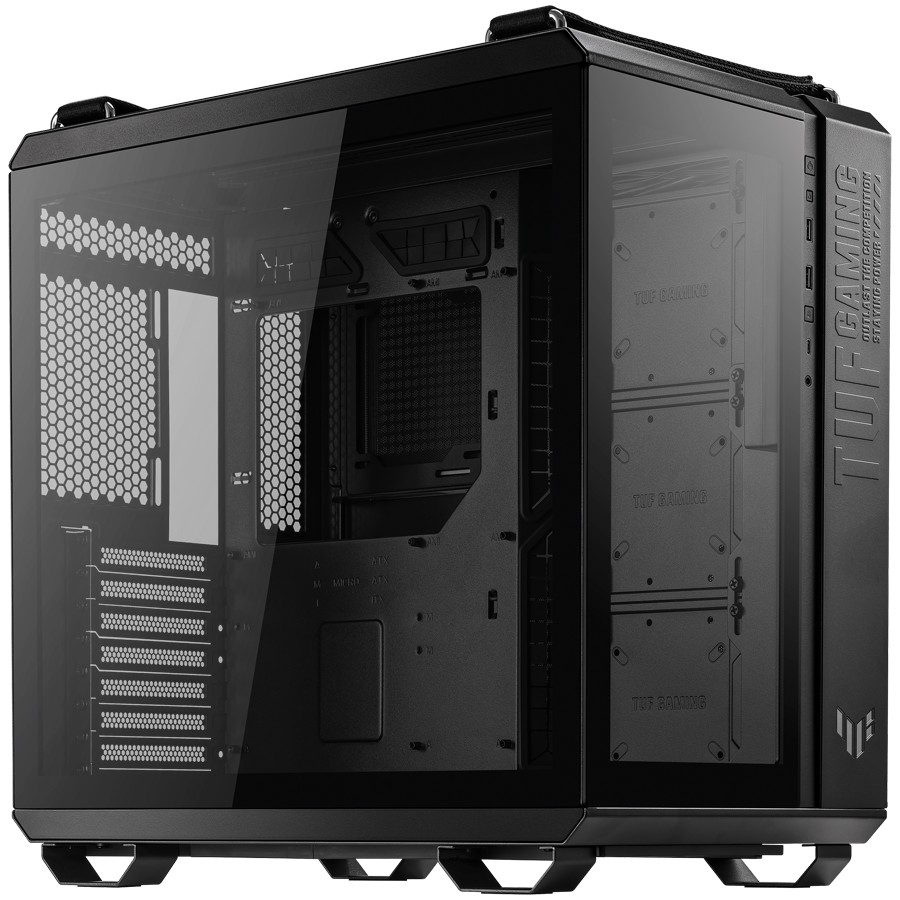ASUS TUF Gaming GT502 PLUS ATX Gaming case Black, Dual Chamber Chassis, Panoramic View, Tempered Glass front and side panel, Tool-Free side panels, pre-installed 4 ARGB fans & fan hub, Front Panel High-Speed USB Type-C