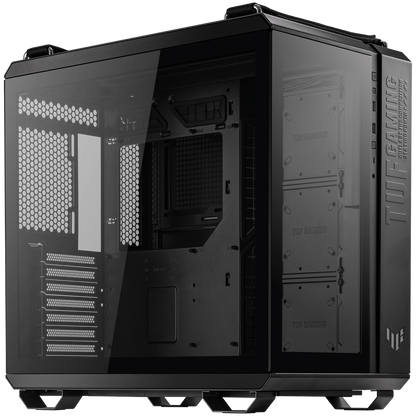 ASUS TUF Gaming GT502 PLUS ATX Gaming case Black, Dual Chamber Chassis, Panoramic View, Tempered Glass front and side panel, Tool-Free side panels, pre-installed 4 ARGB fans & fan hub, Front Panel High-Speed USB Type-C