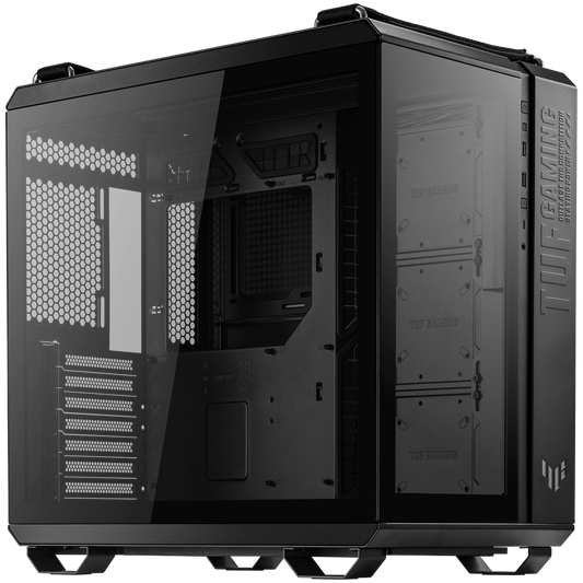ASUS TUF Gaming GT502 PLUS ATX Gaming case Black, Dual Chamber Chassis, Panoramic View, Tempered Glass front and side panel, Tool-Free side panels, pre-installed 4 ARGB fans & fan hub, Front Panel High-Speed USB Type-C