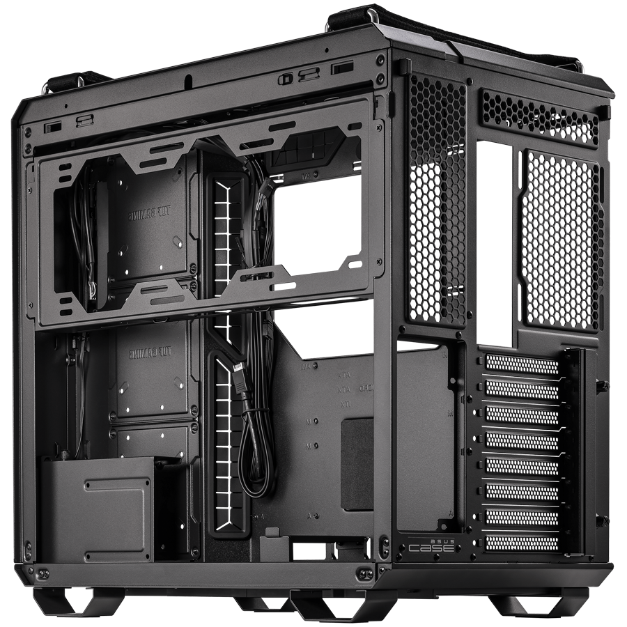 ASUS TUF Gaming GT502 PLUS ATX Gaming case Black, Dual Chamber Chassis, Panoramic View, Tempered Glass front and side panel, Tool-Free side panels, pre-installed 4 ARGB fans & fan hub, Front Panel High-Speed USB Type-C