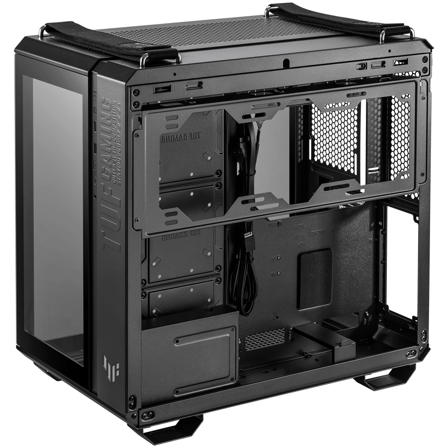 ASUS TUF Gaming GT502 PLUS ATX Gaming case Black, Dual Chamber Chassis, Panoramic View, Tempered Glass front and side panel, Tool-Free side panels, pre-installed 4 ARGB fans & fan hub, Front Panel High-Speed USB Type-C