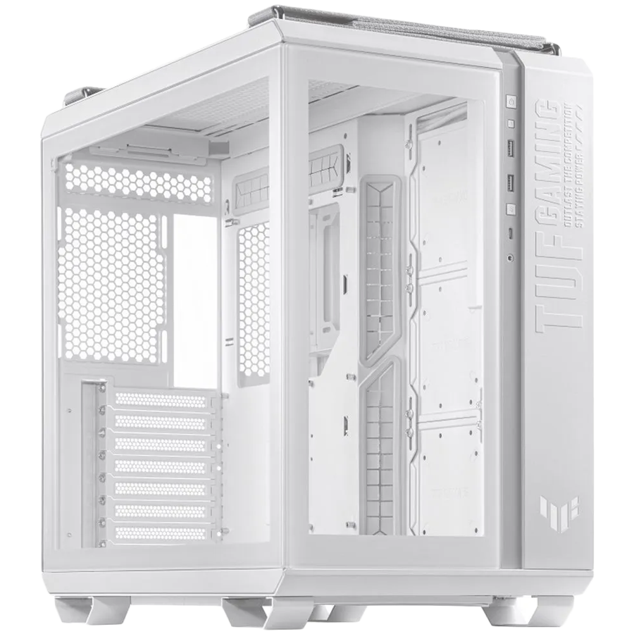 ASUS TUF Gaming GT502 PLUS ATX Gaming case White, Dual Chamber Chassis, Panoramic View, Tempered Glass front and side panel, Tool-Free side panels, pre-installed 4 ARGB fans & fan hub, Front Panel High-Speed USB Type-C