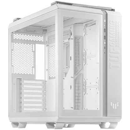 ASUS TUF Gaming GT502 PLUS ATX Gaming case White, Dual Chamber Chassis, Panoramic View, Tempered Glass front and side panel, Tool-Free side panels, pre-installed 4 ARGB fans & fan hub, Front Panel High-Speed USB Type-C