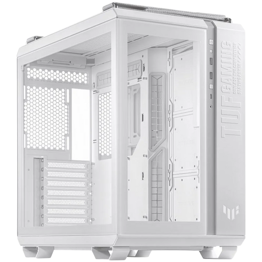 ASUS TUF Gaming GT502 PLUS ATX Gaming case White, Dual Chamber Chassis, Panoramic View, Tempered Glass front and side panel, Tool-Free side panels, pre-installed 4 ARGB fans & fan hub, Front Panel High-Speed USB Type-C