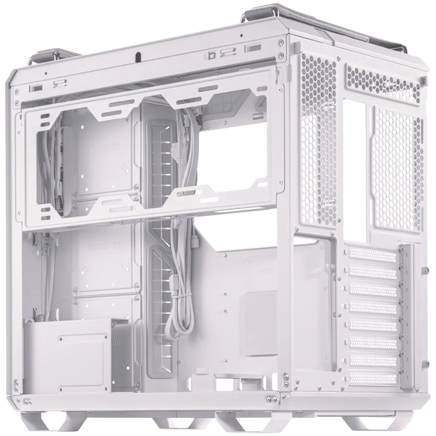 ASUS TUF Gaming GT502 PLUS ATX Gaming case White, Dual Chamber Chassis, Panoramic View, Tempered Glass front and side panel, Tool-Free side panels, pre-installed 4 ARGB fans & fan hub, Front Panel High-Speed USB Type-C