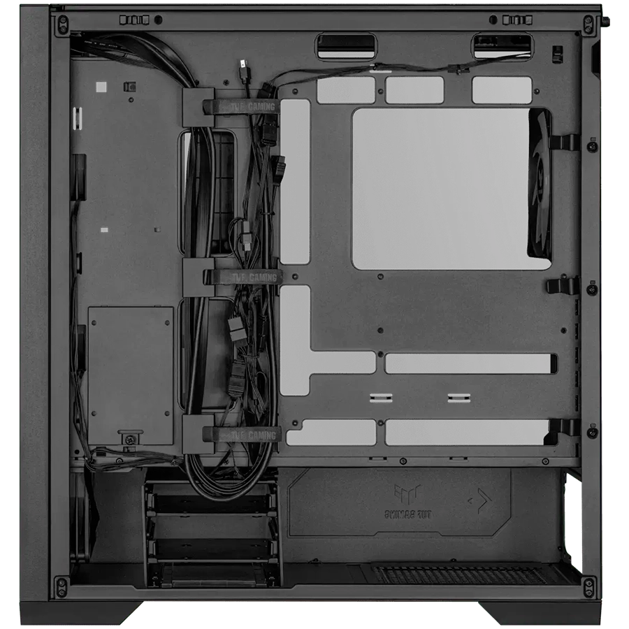 ASUS TUF Gaming GT302 ARGB ATX/EATX Gaming case Black, Interchangeable side panels, Detachable top panel, Square-type mesh front panel, Four 140 x 28 mm ARGB fans, Hidden-connector motherboard support, Front Panel High-Speed USB Type-C