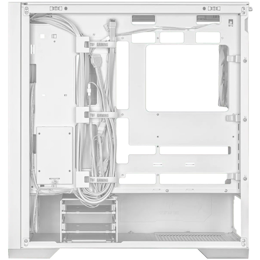 ASUS TUF Gaming GT302 ARGB ATX/EATX Gaming case White, Interchangeable side panels, Detachable top panel, Square-type mesh front panel, Four 140 x 28 mm ARGB fans, Hidden-connector motherboard support, Front Panel High-Speed USB Type-C
