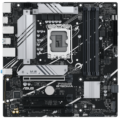 ASUS PRIME B760M-A-CSM LGA1700 mATX MB - Intel B760 4xDIMM DDR5 2xM.2 4xSATA PCIe 4.0 2.5Gb Ethernet 1xDisplayPort 2xHDMI with Aura Sync support