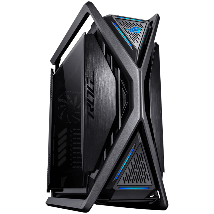 ASUS ROG Hyperion GR701 BTF Edition E-ATX Gaming case Black, motherboard hidden connectors design support, 420 mm dual radiator support, four 140 mm fans, metal GPU holder, component storage, ARGB fan hub, Aura Sync, 60W fast charging