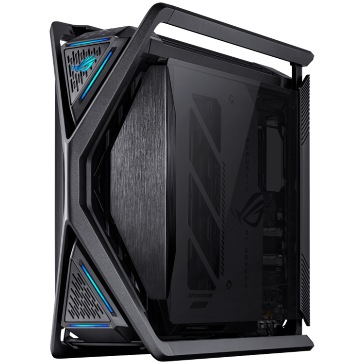 ASUS ROG Hyperion GR701 BTF Edition E-ATX Gaming case Black, motherboard hidden connectors design support, 420 mm dual radiator support, four 140 mm fans, metal GPU holder, component storage, ARGB fan hub, Aura Sync, 60W fast charging