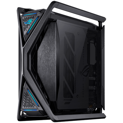 ASUS ROG Hyperion GR701 BTF Edition E-ATX Gaming case Black, motherboard hidden connectors design support, 420 mm dual radiator support, four 140 mm fans, metal GPU holder, component storage, ARGB fan hub, Aura Sync, 60W fast charging