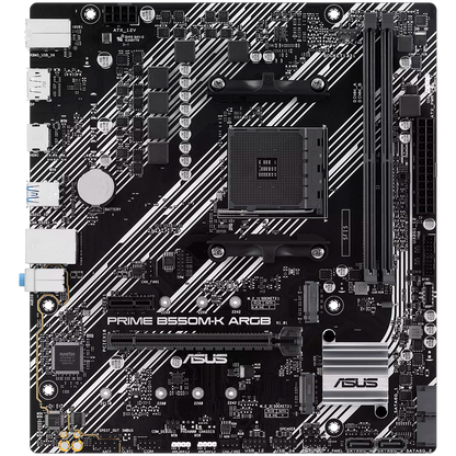 ASUS PRIME B550M-K ARGB AM4 mATX MB - AMD B550 2xDIMM DDR4 2xM.2 4xSATA PCIe 4.0 1Gb Ethernet 1xDisplayPort 1xHDMI with Aura Sync